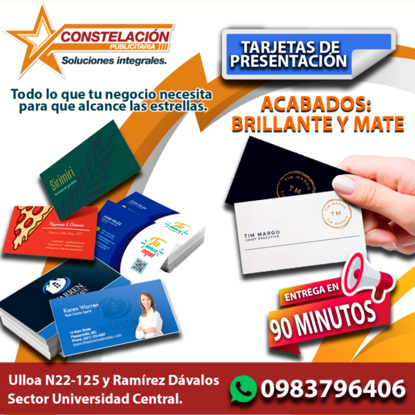 Tarjetas de presentacion mate, brillante y uv selectivo